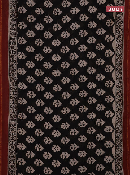 Black & Maroon Chanderi Bagru Saree
