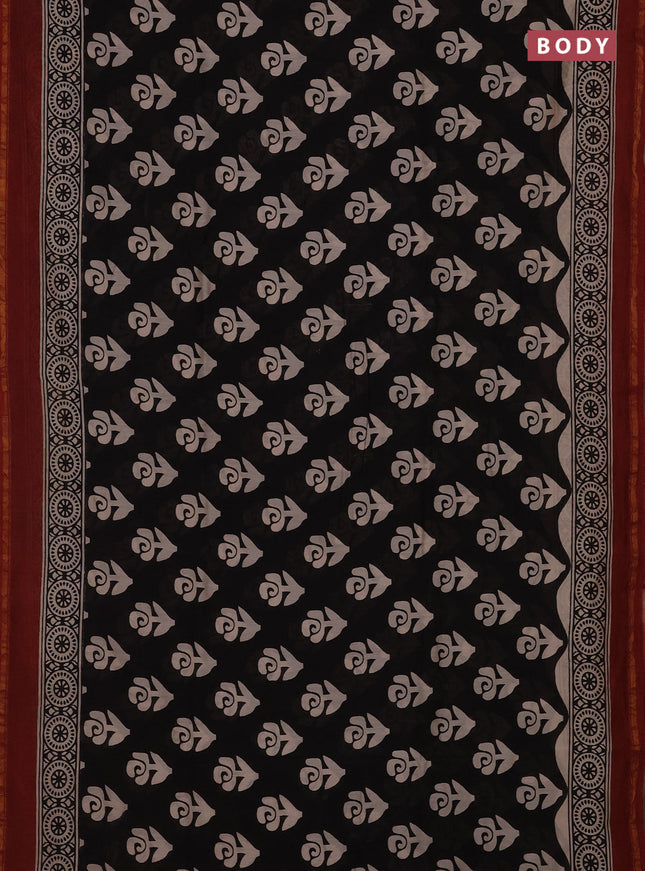 Black & Maroon Chanderi Bagru Saree