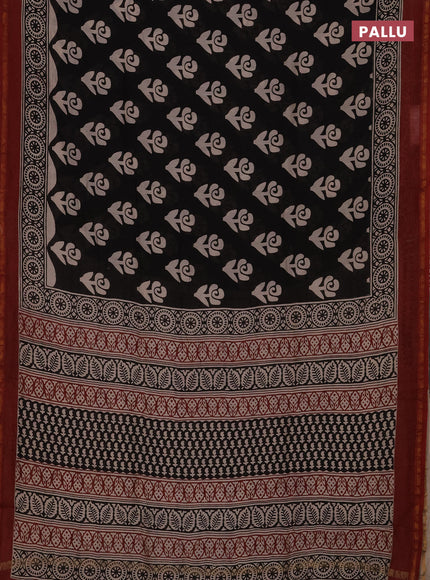 Black & Maroon Chanderi Bagru Saree