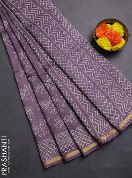 Pastel Lavender Chanderi Bagru Saree