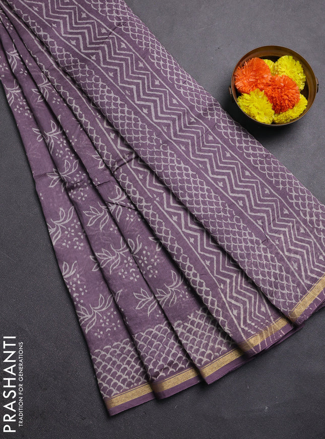 Pastel Lavender Chanderi Bagru Saree