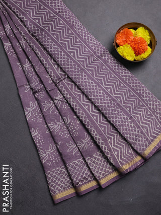Pastel Lavender Chanderi Bagru Saree