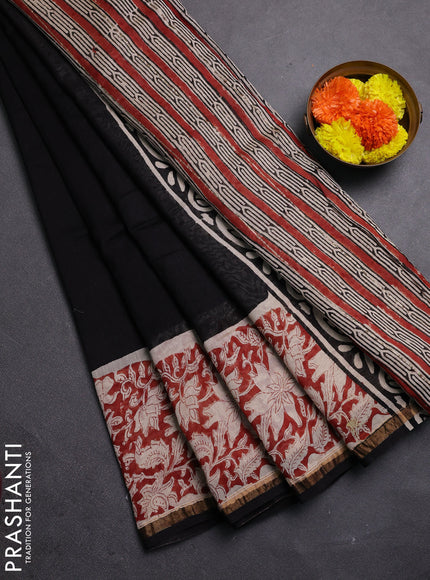 Black & Maroon Chanderi Bagru Saree