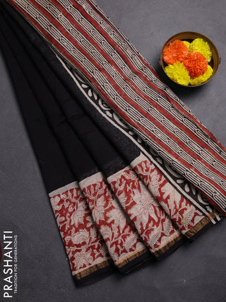 Black & Maroon Chanderi Bagru Saree