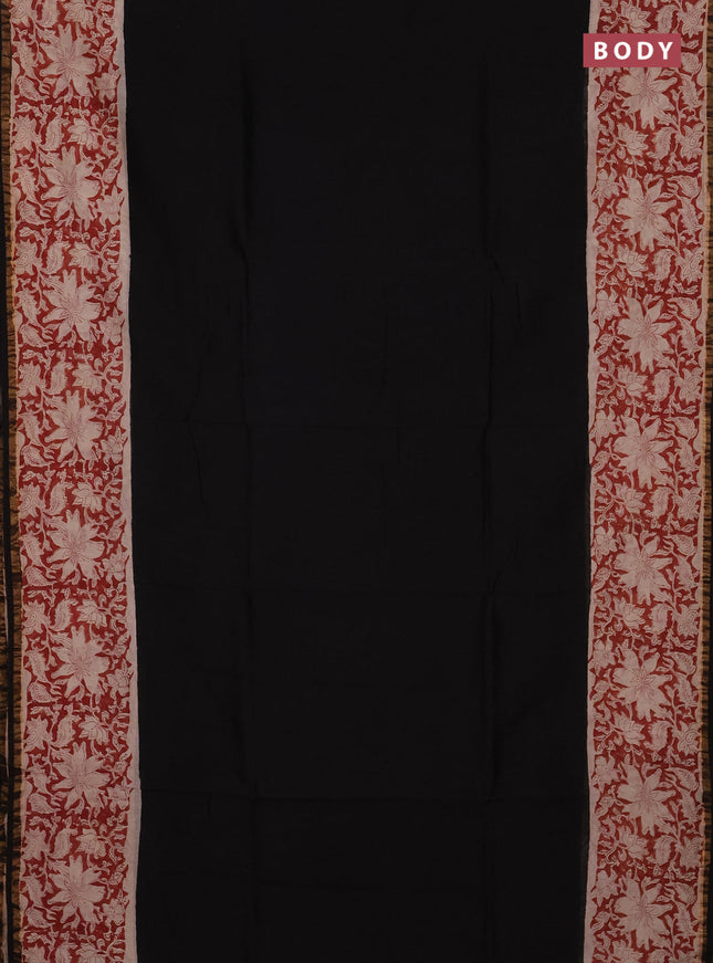 Black & Maroon Chanderi Bagru Saree