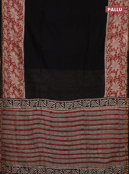 Black & Maroon Chanderi Bagru Saree