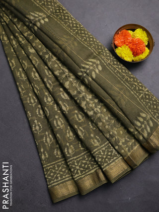 Mehendi Green Chanderi Bagru Saree