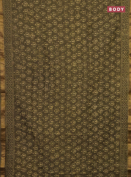 Mehendi Green Chanderi Bagru Saree
