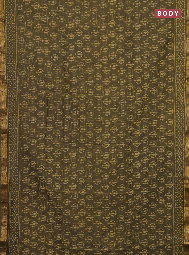 Mehendi Green Chanderi Bagru Saree