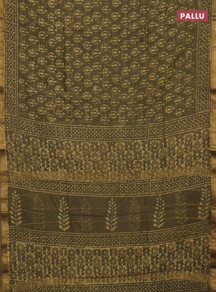 Mehendi Green Chanderi Bagru Saree