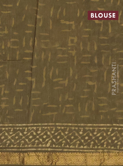 Mehendi Green Chanderi Bagru Saree