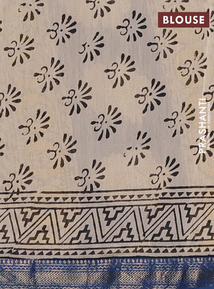 Lime Yellow & Beige Chanderi Bagru Saree