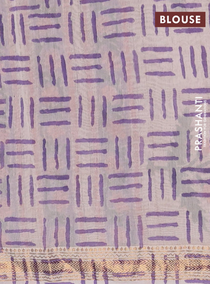 Purple & Peach Chanderi Bagru Saree