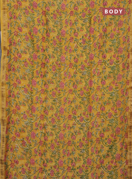 Yellow Chanderi Bagru Saree