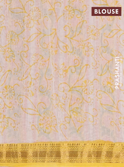 Yellow Chanderi Bagru Saree