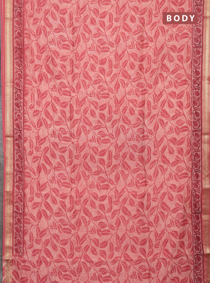 Peach & Pink Chanderi Bagru Saree