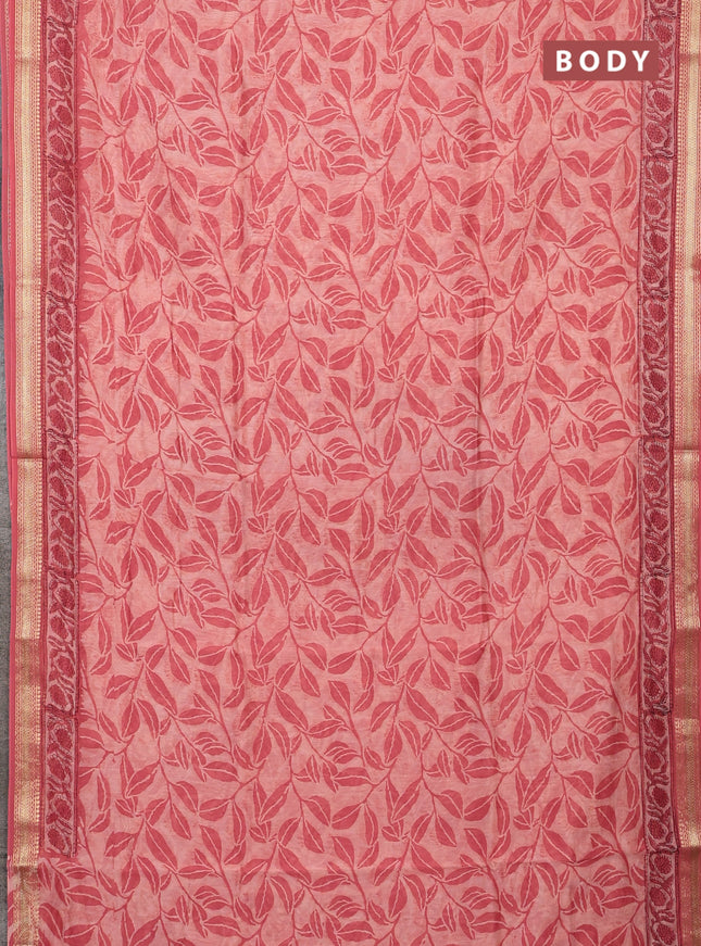 Peach & Pink Chanderi Bagru Saree