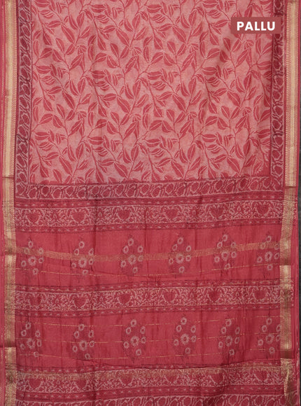 Peach & Pink Chanderi Bagru Saree