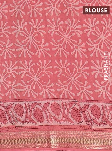 Peach & Pink Chanderi Bagru Saree