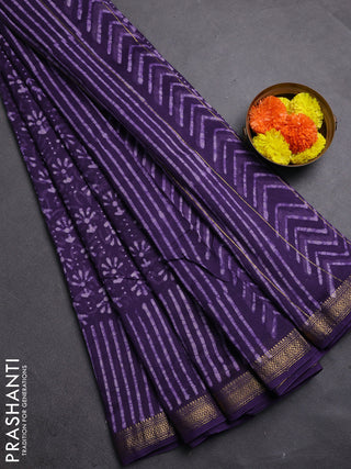 Purple Chanderi Bagru Saree