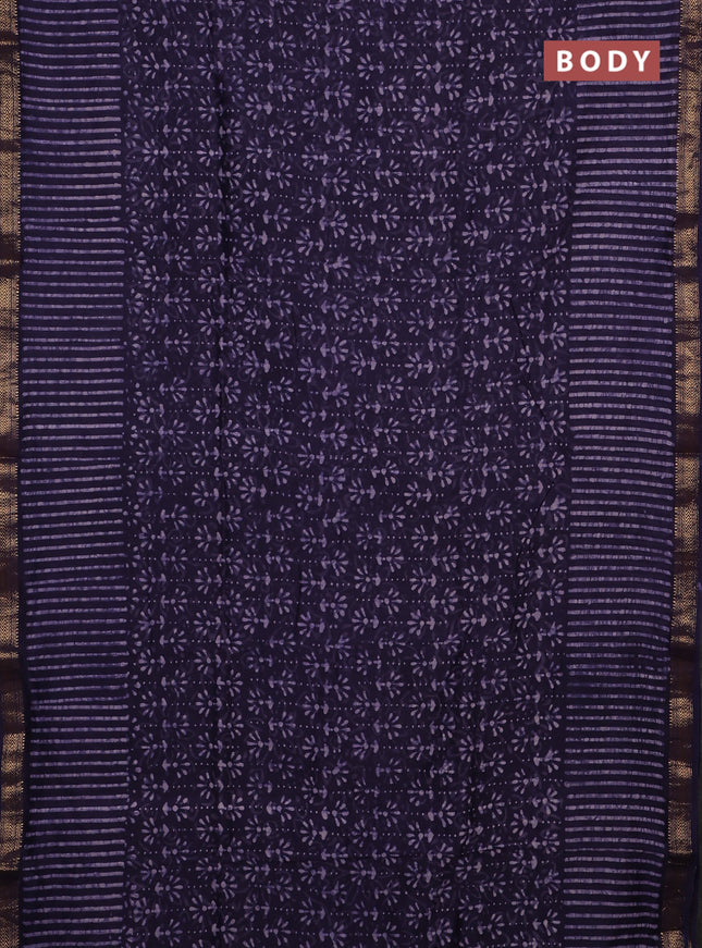 Purple Chanderi Bagru Saree