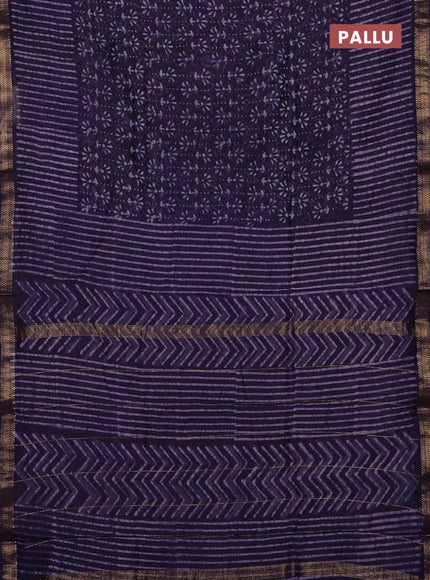 Purple Chanderi Bagru Saree