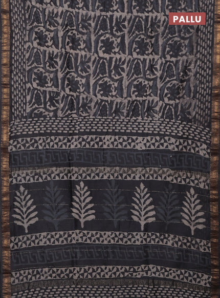 Grey Chanderi Bagru Saree