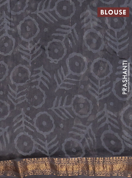 Grey Chanderi Bagru Saree