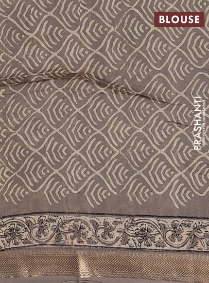 Grey Chanderi Bagru Saree