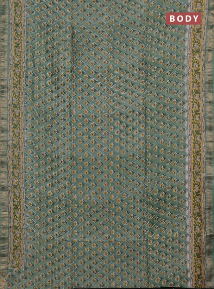 Pastel Green & Off White Chanderi Bagru Saree