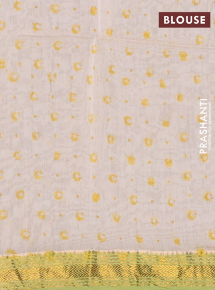 Pastel Green & Off White Chanderi Bagru Saree