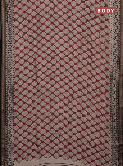 Maroon & Black Chanderi Bagru Saree