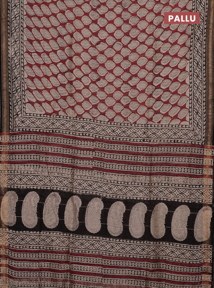Maroon & Black Chanderi Bagru Saree