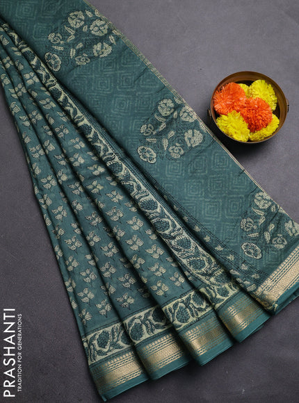 Green Chanderi Bagru Saree
