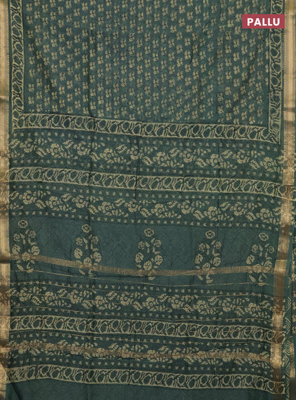 Green Chanderi Bagru Saree