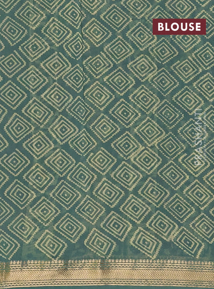 Green Chanderi Bagru Saree