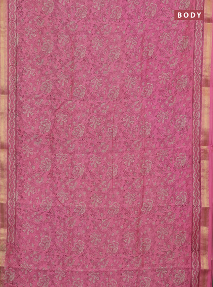 Pink Chanderi Bagru Saree