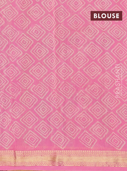 Pink Chanderi Bagru Saree