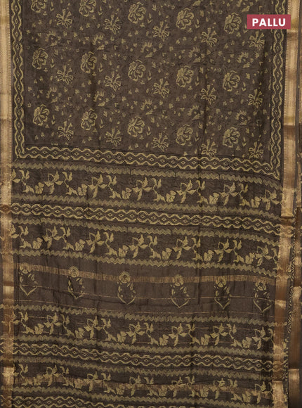 Olive Green Chanderi Bagru Saree