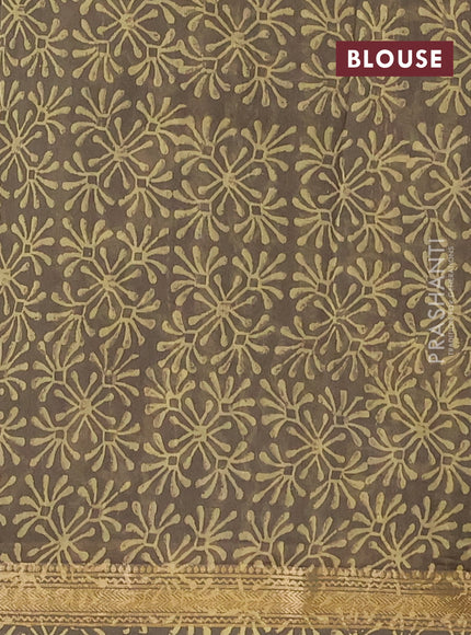 Olive Green Chanderi Bagru Saree