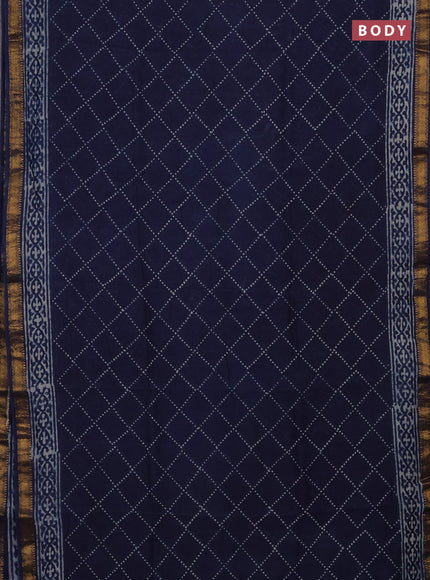 Navy Blue Chanderi Bagru Saree