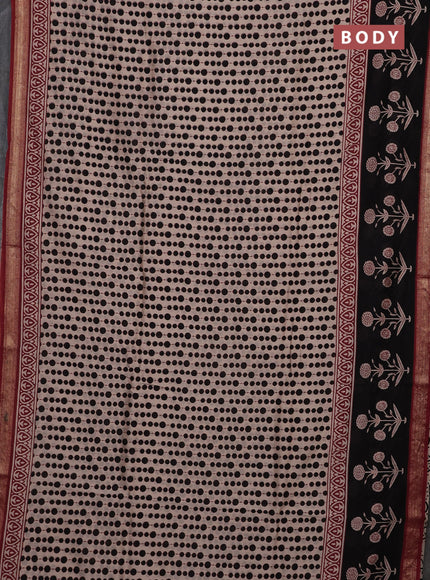 Beige & Black Chanderi Bagru Saree