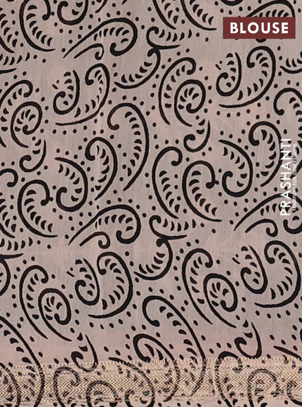 Beige & Black Chanderi Bagru Saree