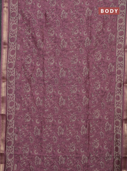 Mauve Pink Chanderi Bagru Saree