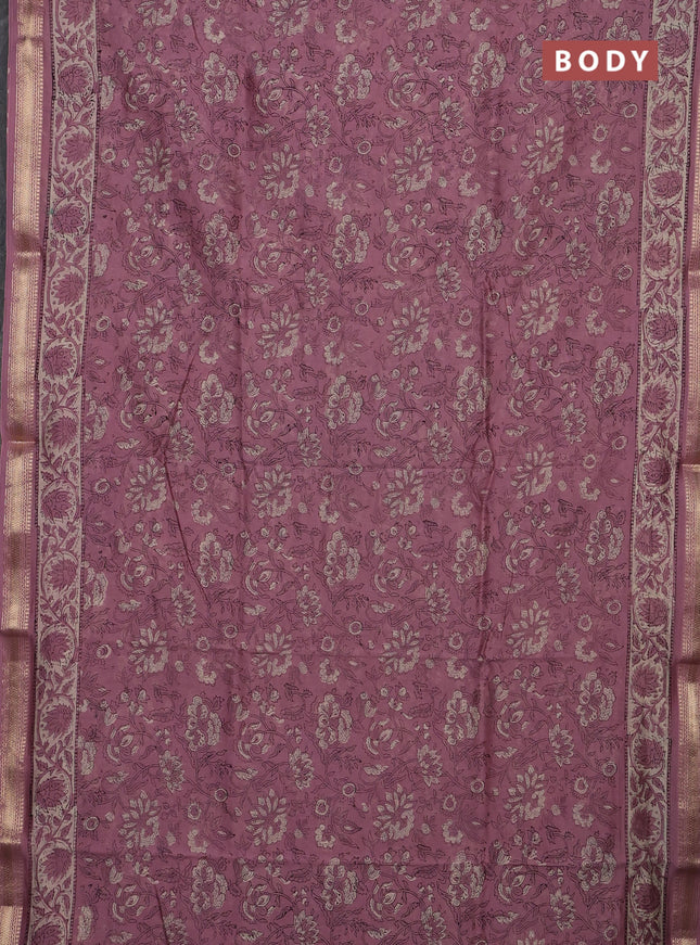 Mauve Pink Chanderi Bagru Saree
