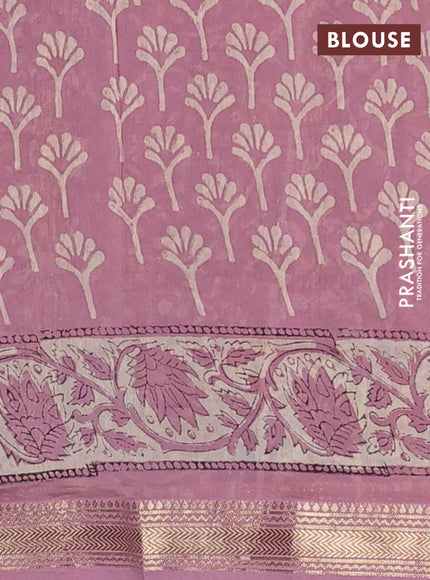 Mauve Pink Chanderi Bagru Saree