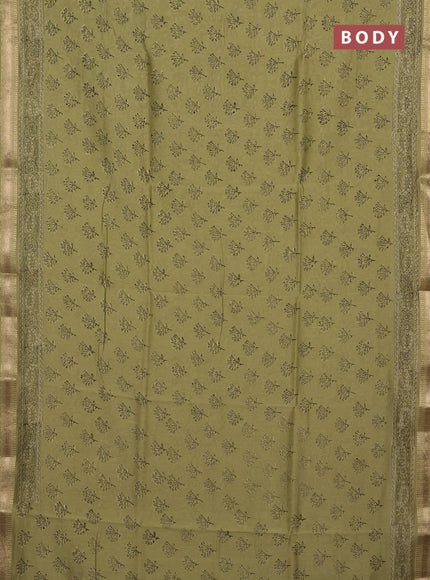 Pista Green Chanderi Bagru Saree
