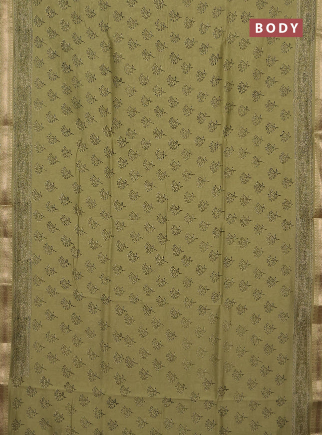 Pista Green Chanderi Bagru Saree