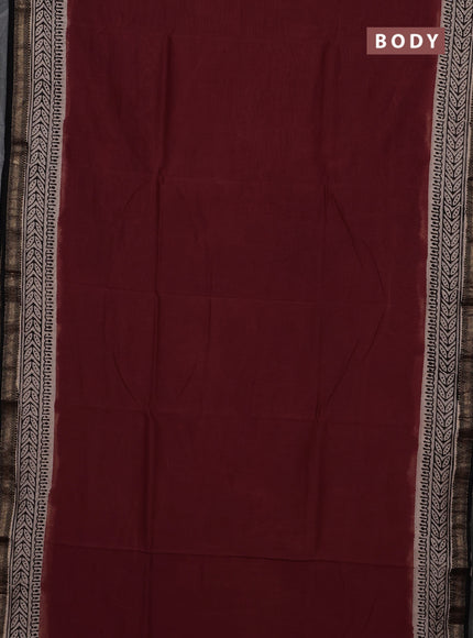 Maroon & Beige Chanderi Bagru Saree