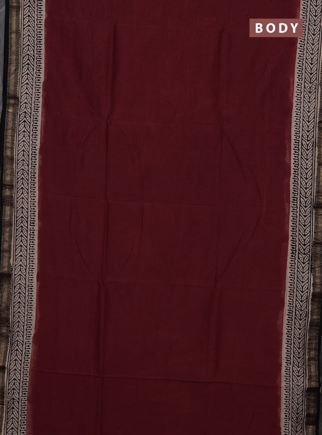 Maroon & Beige Chanderi Bagru Saree